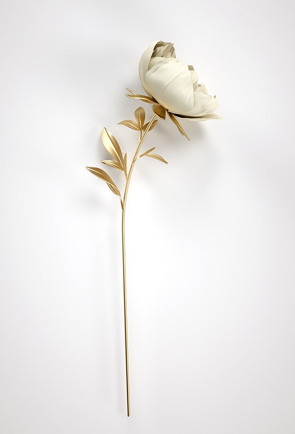 Abstract Golden Flower White