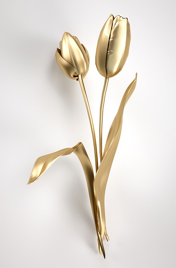 Abstract Golden Flower White