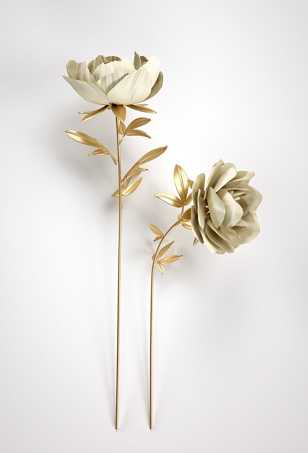Abstract Golden Flower White