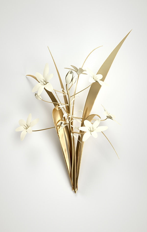 Abstract Golden Flower White