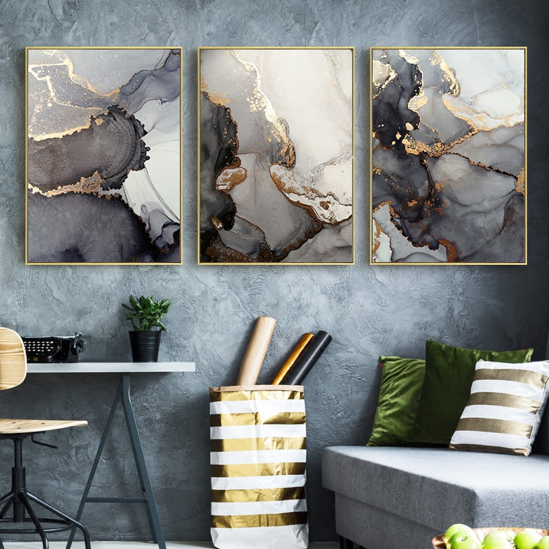Marble Dunkelgrau Gold