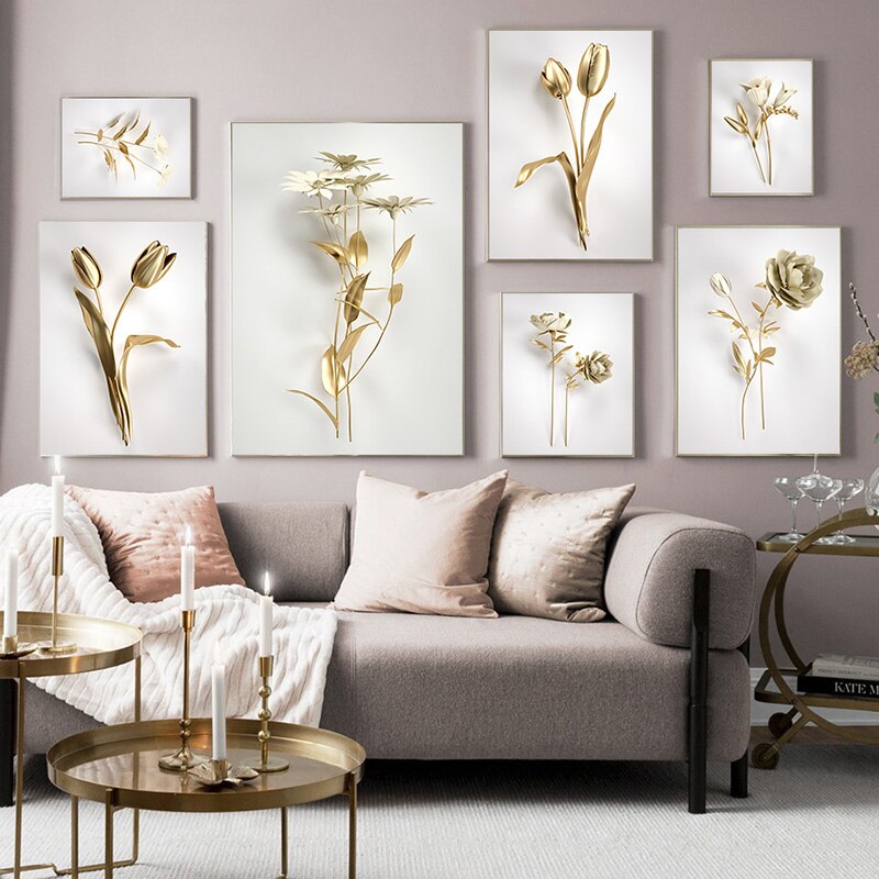 Abstract Golden Flower White