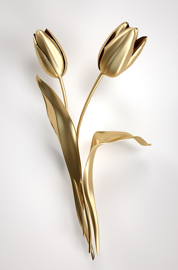 Abstract Golden Flower White