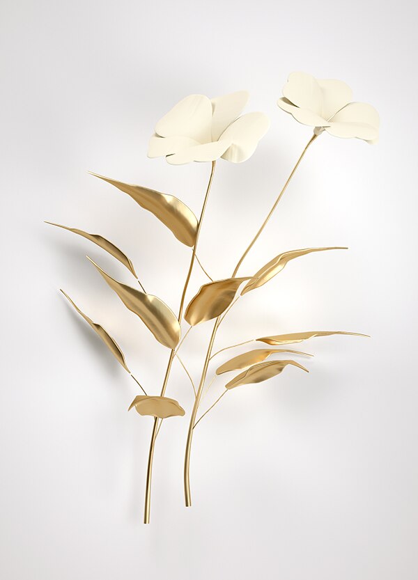 Abstract Golden Flower White