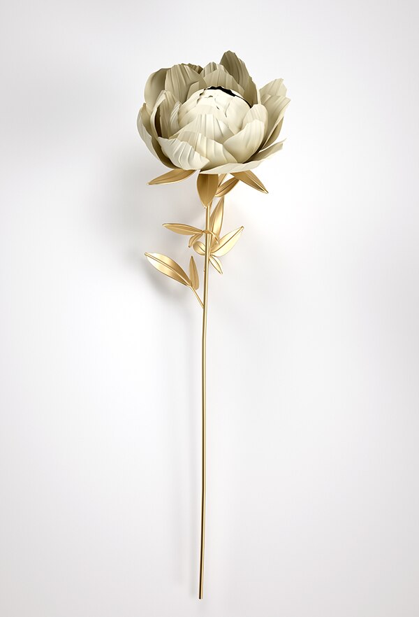 Abstract Golden Flower White