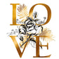 Abstract Golden Flower White